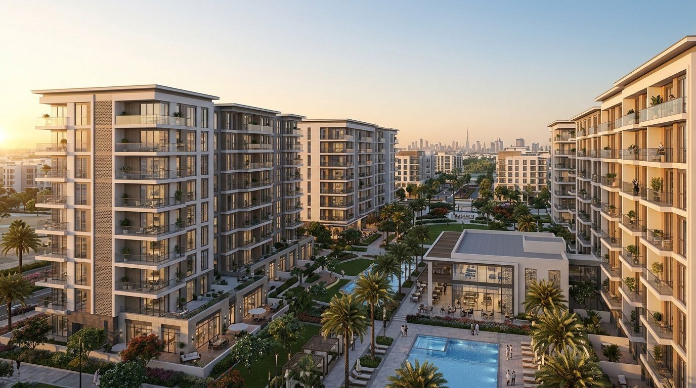 The Regent Residences: Apartamenty w dzielnicy Town Square, Dubaj. Wizualizacja inwestycji dewelopera Nshama, oddanie 2027.