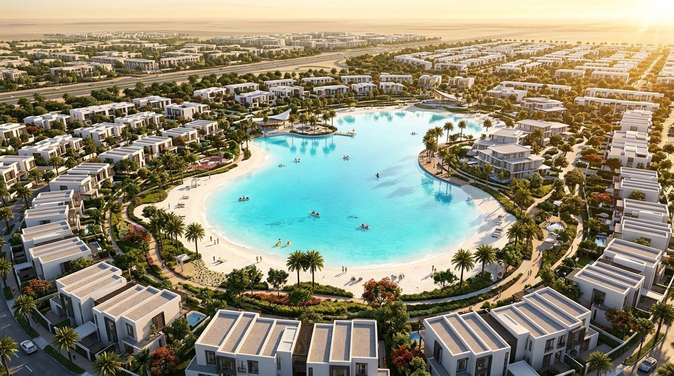 Tilal Al Ghaf: Wille, szeregówki i apartamenty w dzielnicy Al Qudra Road, Dubaj. Wizualizacja inwestycji dewelopera Majid Al Futtaim, oddanie 2023.