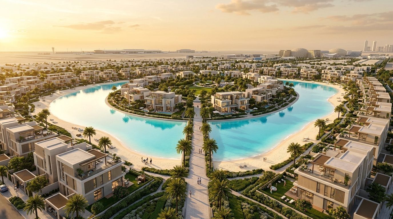 The Pulse Beachfront: Wille i szeregówki w dzielnicy Dubai South, Dubaj. Wizualizacja inwestycji dewelopera Dubai South Properties, oddanie 2027.