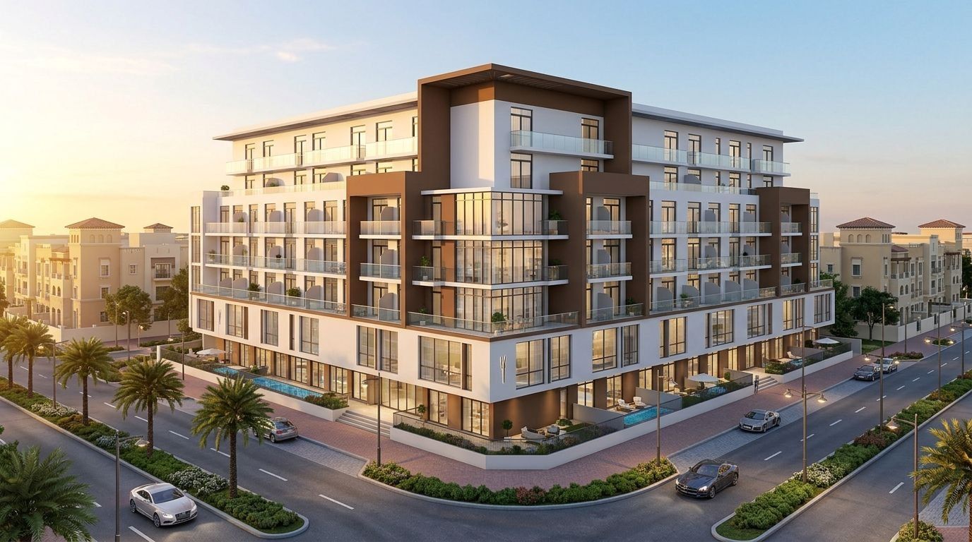 Oxford Residence 2: Apartamenty w dzielnicy Jumeirah Village Circle, Dubaj. Wizualizacja inwestycji dewelopera Iman Developers, oddanie 2026.
