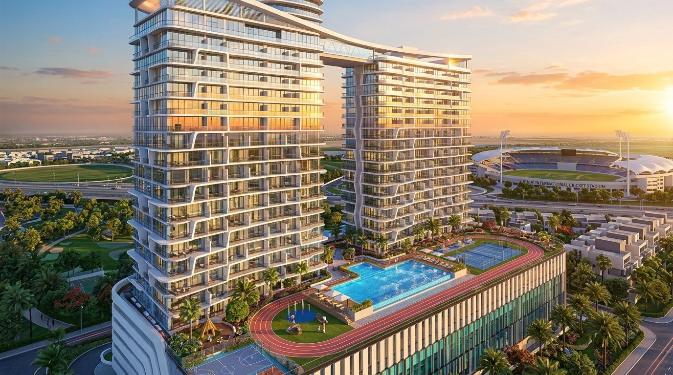 Danube Sportz: Apartamenty w dzielnicy Dubai Sports City, Dubaj. Wizualizacja inwestycji dewelopera Danube Properties, oddanie 2026.