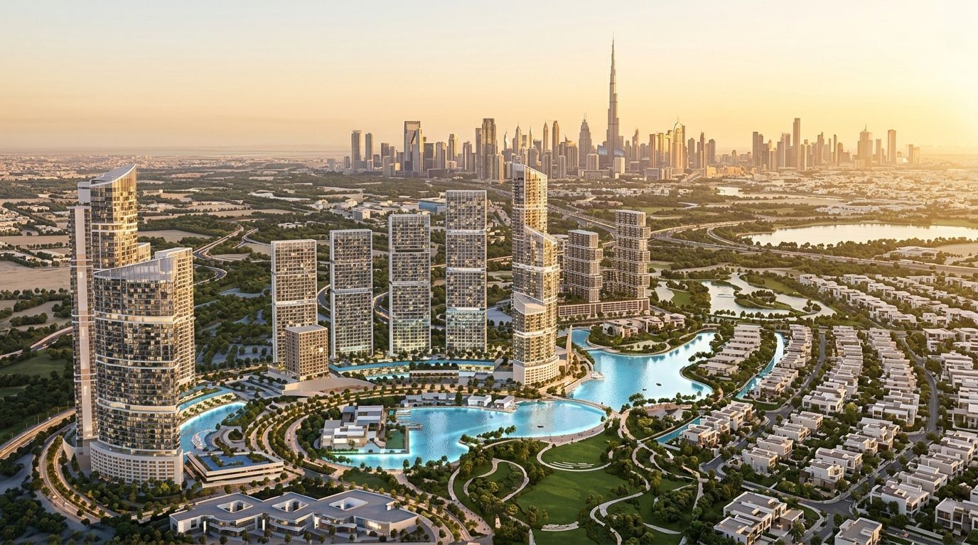 Sobha Hartland II: Apartamenty i wille w dzielnicy Mohammed Bin Rashid City, Dubaj. Wizualizacja inwestycji dewelopera Sobha Realty, oddanie 2027.