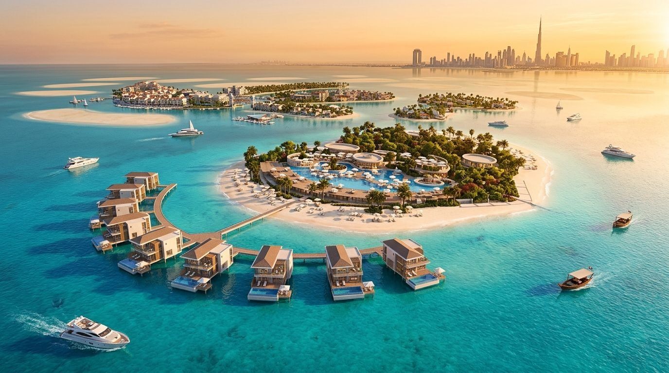 Honeymoon Island: Wille nadwodne w dzielnicy The World Islands, Dubaj. Wizualizacja inwestycji dewelopera Kleindienst Group, oddanie 2026.
