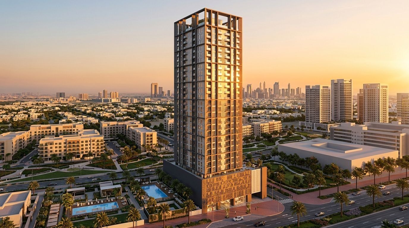 Altai Tower: Apartamenty w dzielnicy Jumeirah Village Triangle, Dubaj. Wizualizacja inwestycji dewelopera Tiger Properties, oddanie 2027.