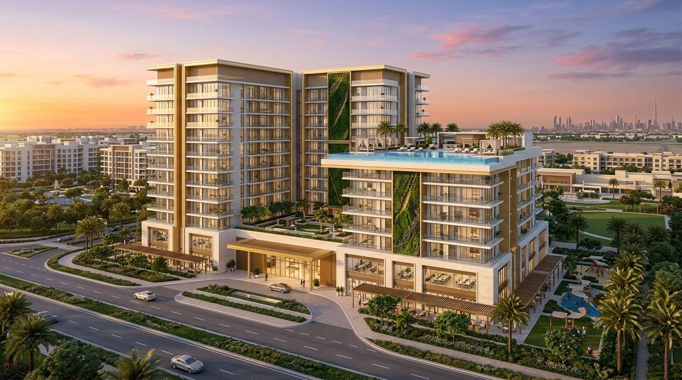 Cove Edition: Apartamenty w dzielnicy Dubailand Residence Complex, Dubaj. Wizualizacja inwestycji dewelopera Imtiaz Developments, oddanie 2027.
