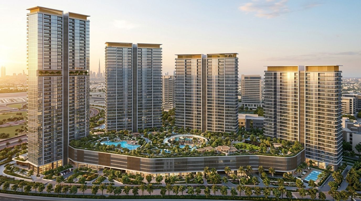 Sobha Solis: Apartamenty w dzielnicy Motor City, Dubaj. Wizualizacja inwestycji dewelopera Sobha Realty, oddanie 2027.