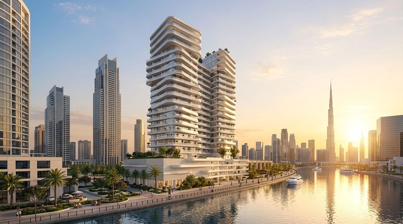 DG1 Living: Apartamenty w dzielnicy Business Bay, Dubaj. Wizualizacja inwestycji dewelopera DarGlobal, oddanie 2027.