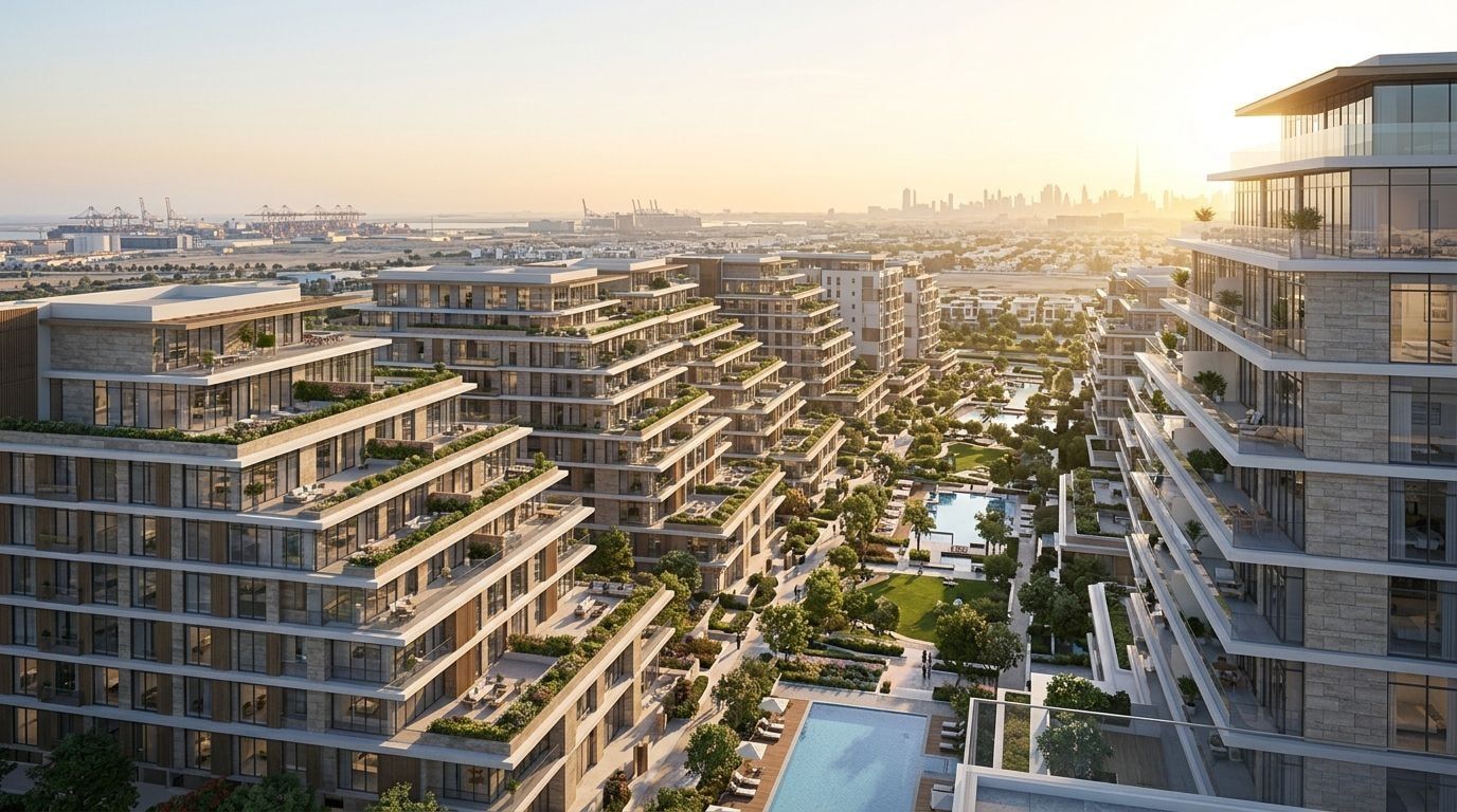Hillside Residences: Apartamenty i dupleksy w dzielnicy Jebel Ali, Dubaj. Wizualizacja inwestycji dewelopera wasl Asset Management, oddanie 2027.