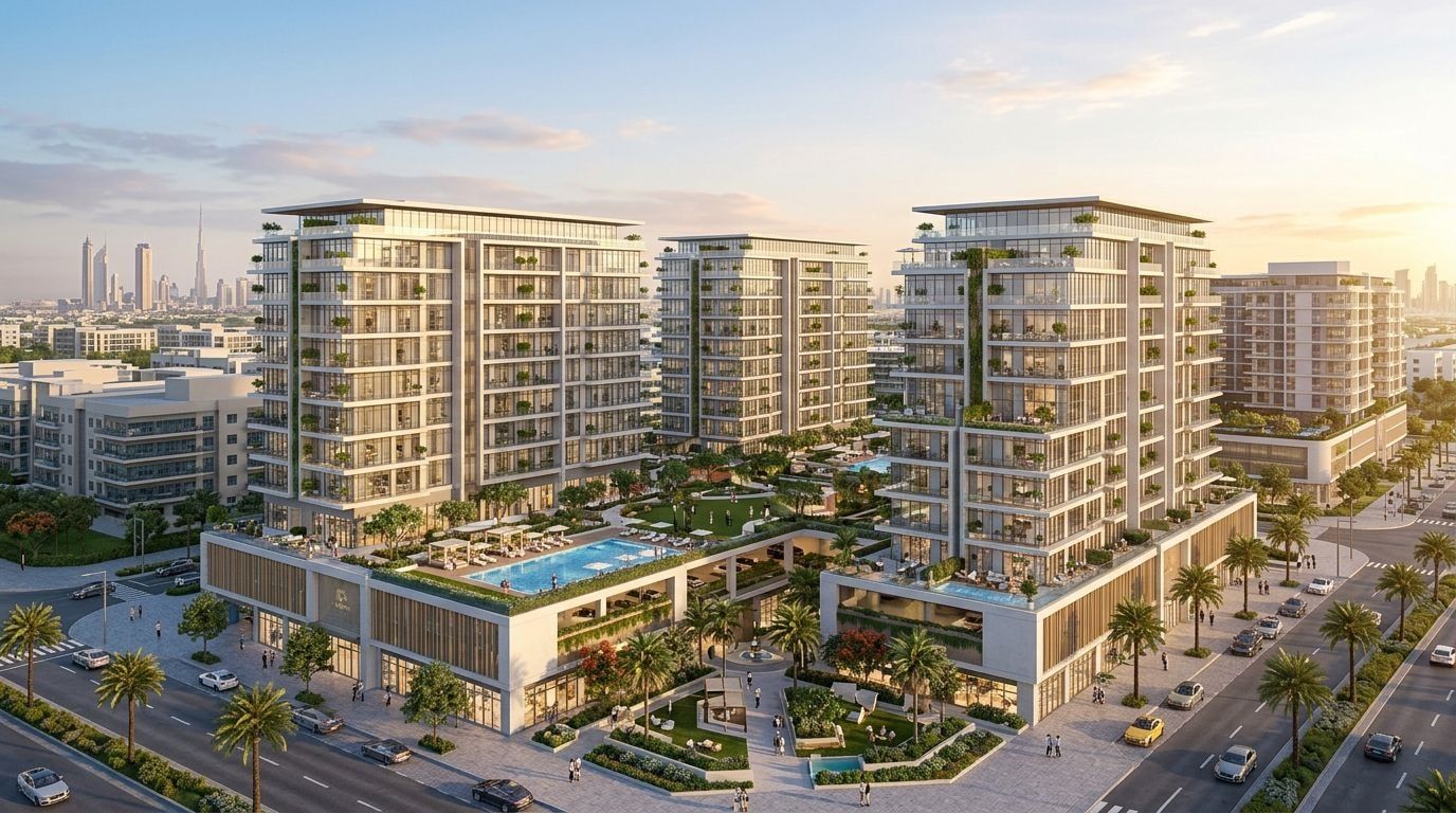 Eden by Meraki: Apartamenty w dzielnicy Dubai Production City, Dubaj. Wizualizacja inwestycji dewelopera Meraki Developers, oddanie 2028.