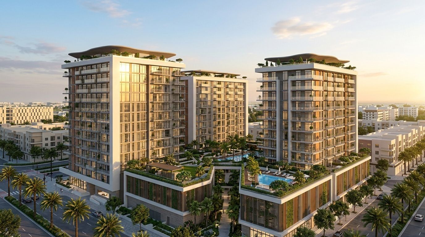 Stonehenge Residences: Apartamenty w dzielnicy Jumeirah Village Circle, Dubaj. Wizualizacja inwestycji dewelopera Segrex Development, oddanie Gotowe.