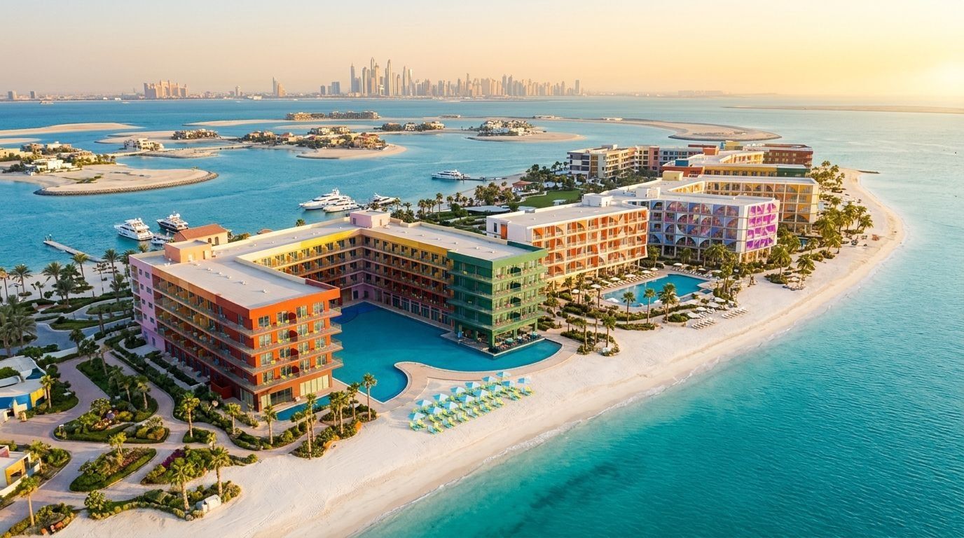 Côte d'Azur Resort: Apartamenty serwisowane w dzielnicy The World Islands, Dubaj. Wizualizacja inwestycji dewelopera Kleindienst Group, oddanie 2026.