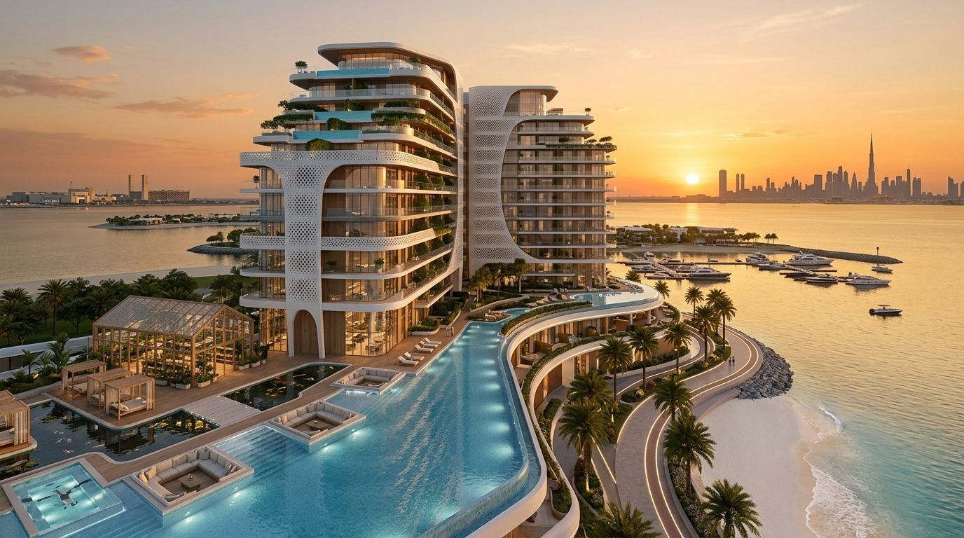 Hatimi Residences: Apartamenty, dupleksy i penthouse'y w dzielnicy Dubai Islands, Dubaj. Wizualizacja inwestycji dewelopera Fakhruddin Properties, oddanie 2027.
