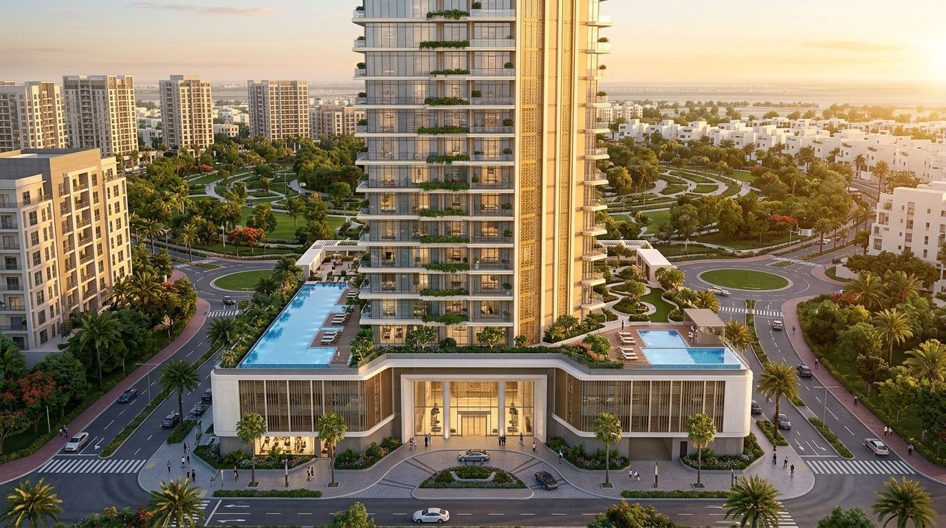 Empire Suites: Apartamenty i duplexy w dzielnicy Jumeirah Village Circle, Dubaj. Wizualizacja inwestycji dewelopera Peace Homes Group, oddanie 2026.