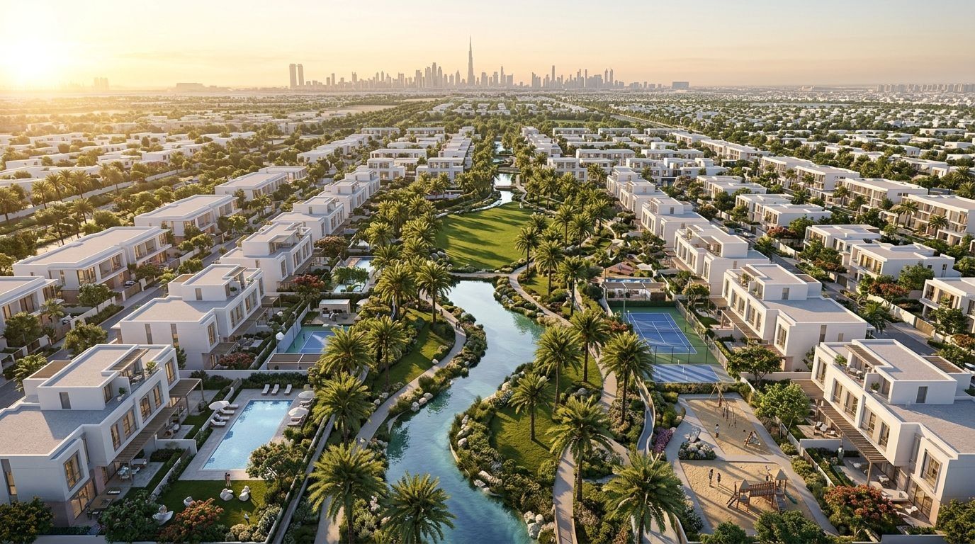 The Valley by Emaar: Domy i szeregówki w dzielnicy The Valley, Dubaj. Wizualizacja inwestycji dewelopera Emaar Properties, oddanie 2027.