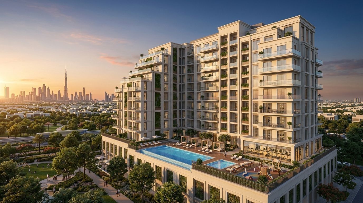 Avenue Residence 6: Apartamenty i penthouse'y w dzielnicy Al Furjan, Dubaj. Wizualizacja inwestycji dewelopera Nabni Developments, oddanie 2025.