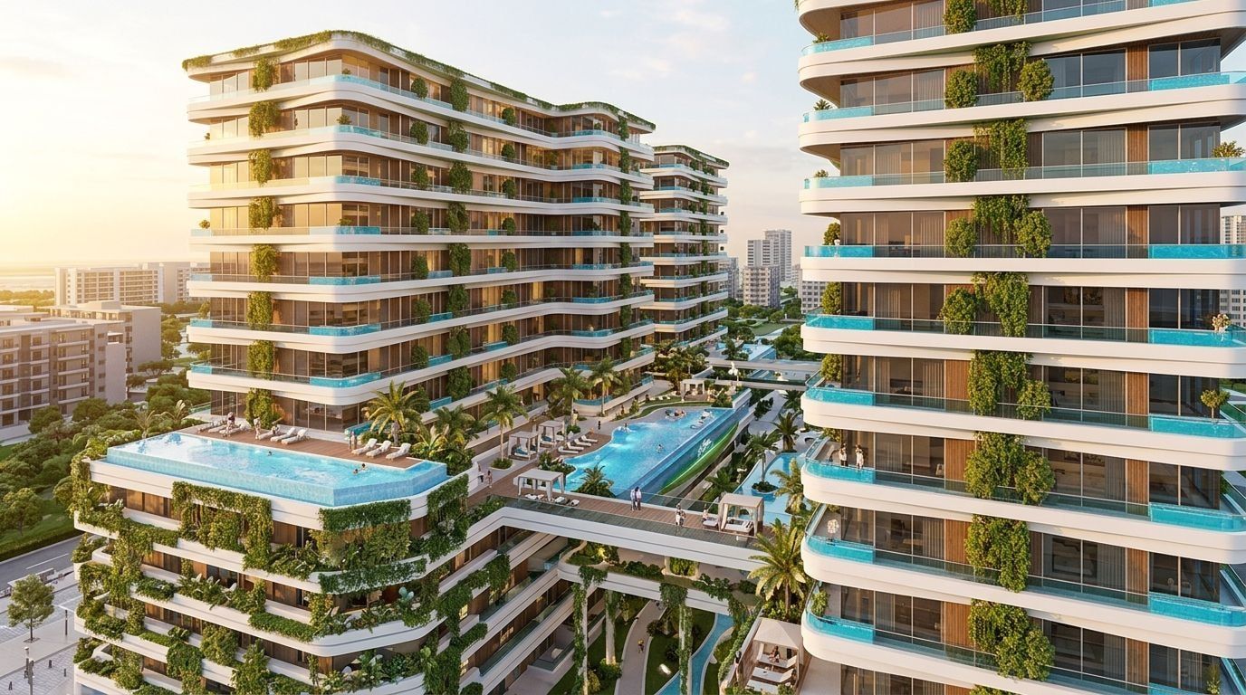 Samana Ivy Gardens: Apartamenty w dzielnicy Dubailand Residence Complex, Dubaj. Wizualizacja inwestycji dewelopera Samana Developers, oddanie 2027.