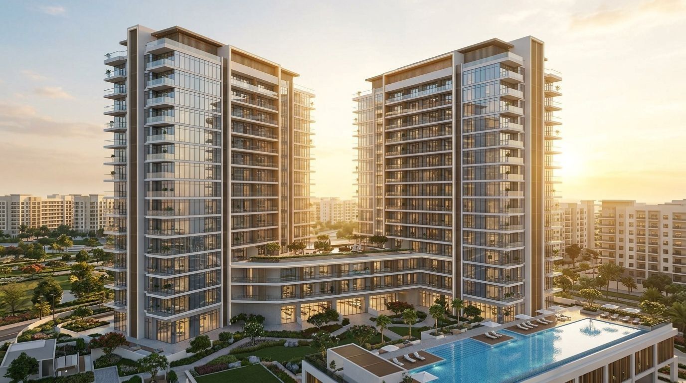 Plazzo Heights: Apartamenty w dzielnicy Jumeirah Village Circle, Dubaj. Wizualizacja inwestycji dewelopera Empire Developments, oddanie Gotowe.