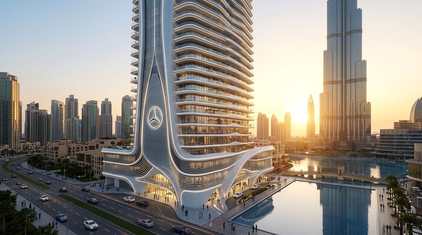 Mercedes-Benz Places by Binghatti: Apartamenty w dzielnicy Downtown Dubai, Dubaj. Wizualizacja inwestycji dewelopera Binghatti Developers, oddanie 2027.