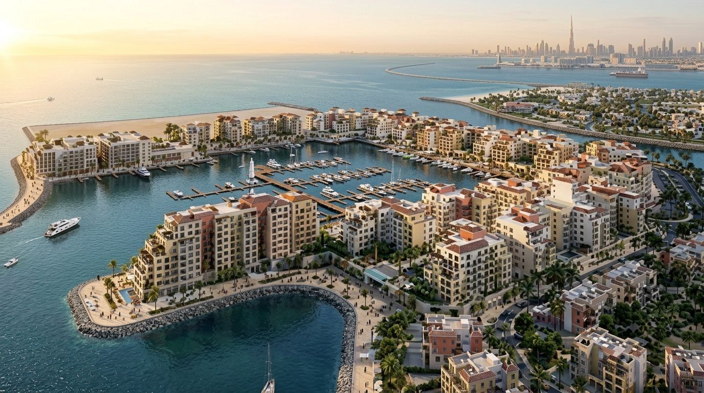 Port de la Mer: Apartamenty w dzielnicy La Mer, Dubaj. Wizualizacja inwestycji dewelopera Meraas, oddanie 2026.