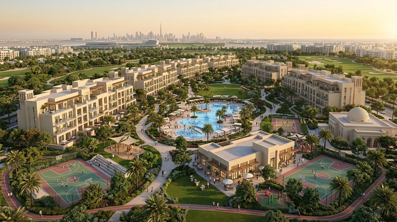 Remraam: Apartamenty w dzielnicy Dubailand, Dubaj. Wizualizacja inwestycji dewelopera Dubai Properties, oddanie Gotowe.