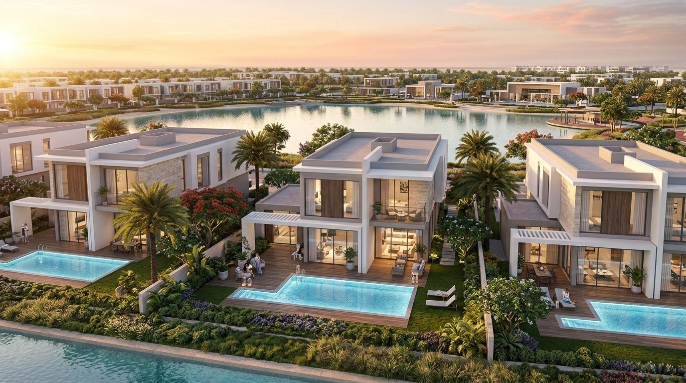 Harmony: Wille wolnostojące w dzielnicy Tilal Al Ghaf, Dubaj. Wizualizacja inwestycji dewelopera Majid Al Futtaim, oddanie 2026.