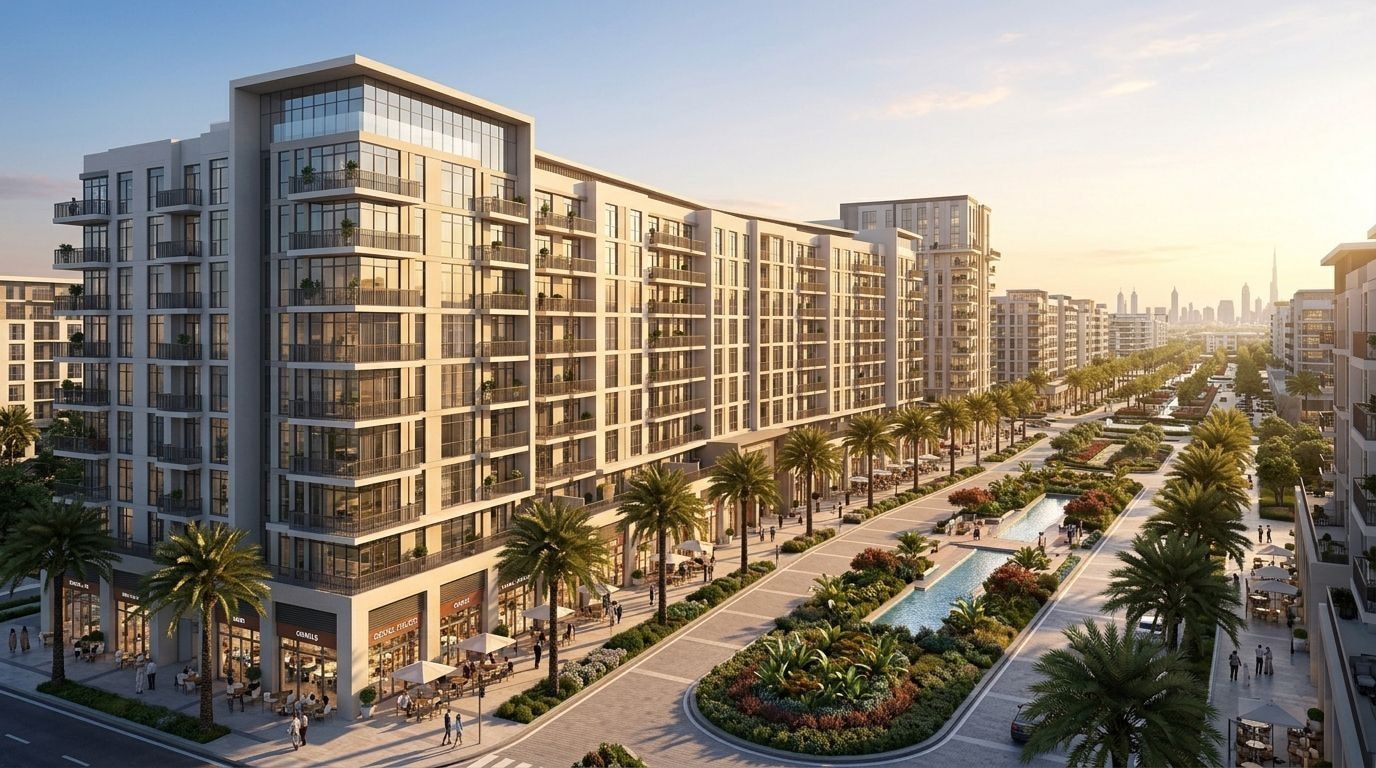 Hayat Boulevard: Apartamenty w dzielnicy Town Square, Dubaj. Wizualizacja inwestycji dewelopera Nshama, oddanie 2027.