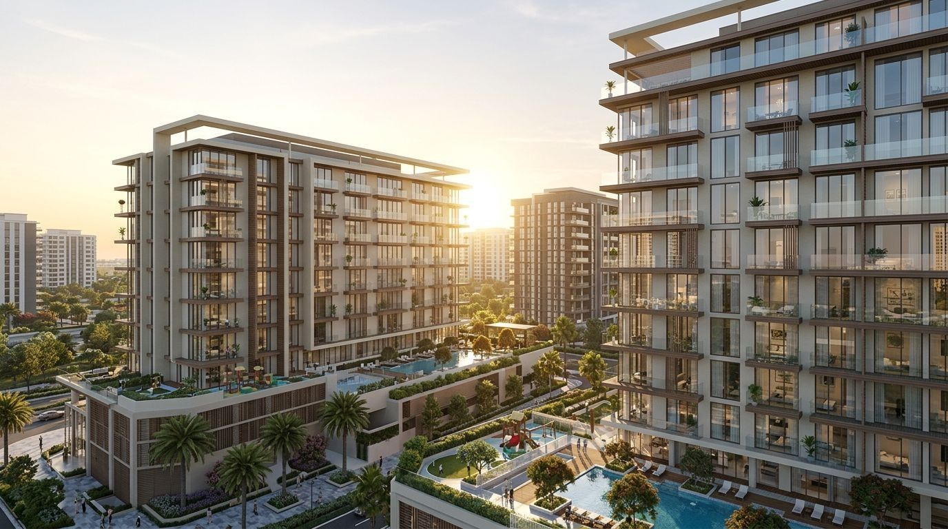 The Grove by Iman: Apartamenty i lokale handlowe w dzielnicy Dubai Hills Estate, Dubaj. Wizualizacja inwestycji dewelopera Iman Developers, oddanie Gotowe.
