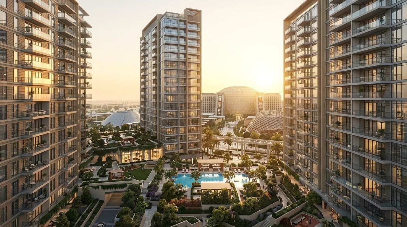Sky Residences: Apartamenty w dzielnicy Expo City Dubai, Dubaj. Wizualizacja inwestycji dewelopera Expo City Dubai, oddanie 2026.