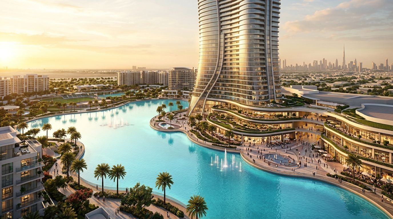 Meydan One: Apartamenty w dzielnicy Meydan City, Dubaj. Wizualizacja inwestycji dewelopera Meydan Group, oddanie 2027.