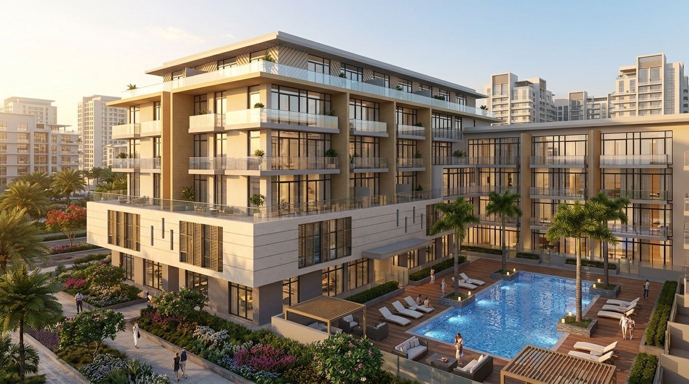 Oxford Boulevard: Apartamenty w dzielnicy Jumeirah Village Circle, Dubaj. Wizualizacja inwestycji dewelopera Iman Developers, oddanie 2026.