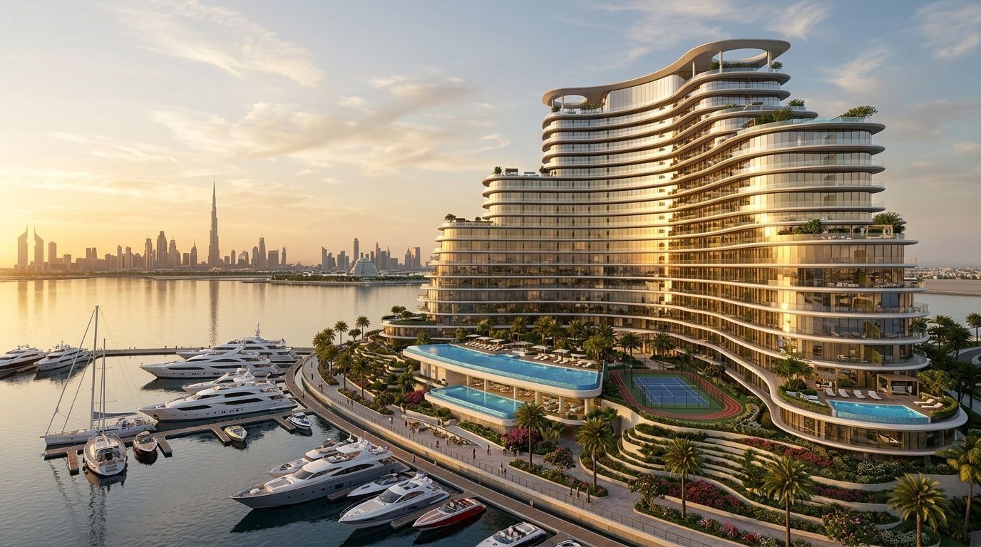 Saria: Apartamenty i penthouse'y w dzielnicy Dubai Maritime City, Dubaj. Wizualizacja inwestycji dewelopera Beyond, oddanie 2029.