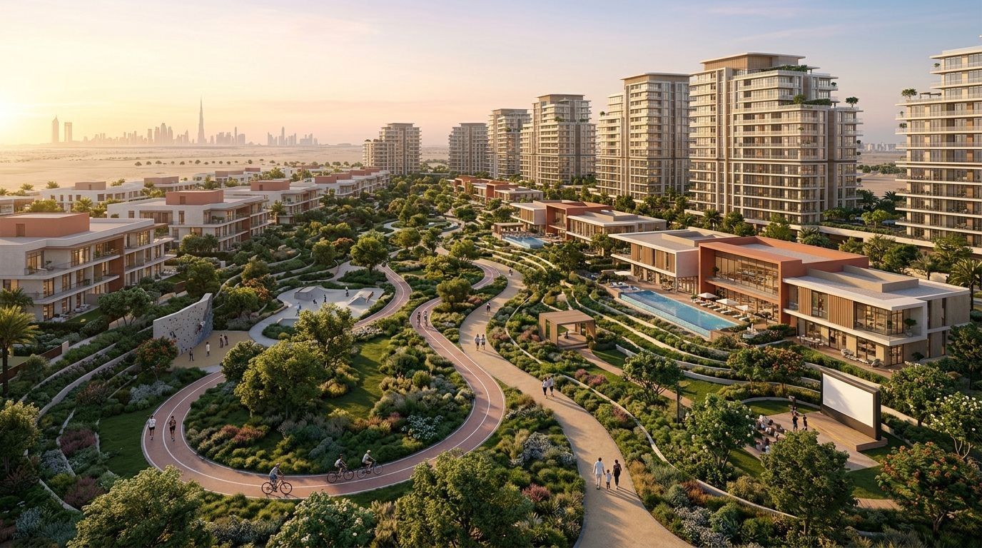 Athlon by Aldar: Wille i szeregówki w dzielnicy Dubailand, Dubaj. Wizualizacja inwestycji dewelopera Aldar Properties, oddanie 2028.
