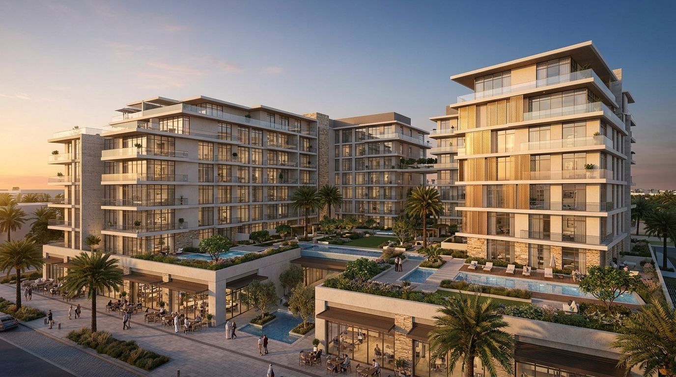 Trinity Residences: Apartamenty w dzielnicy Arjan, Dubaj. Wizualizacja inwestycji dewelopera DECA Properties, oddanie 2026.