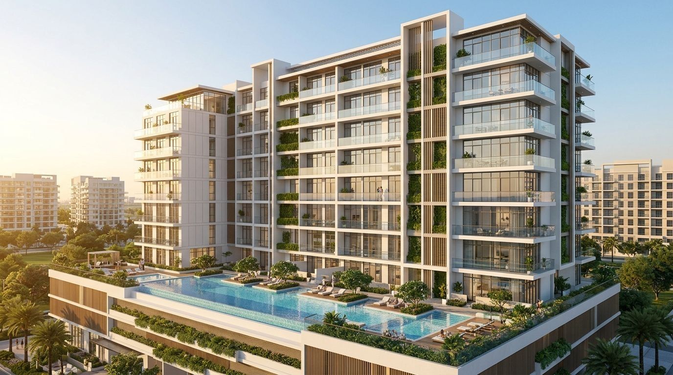 Avana Residences: Apartamenty w dzielnicy Jumeirah Village Circle, Dubaj. Wizualizacja inwestycji dewelopera DECA Properties, oddanie 2027.