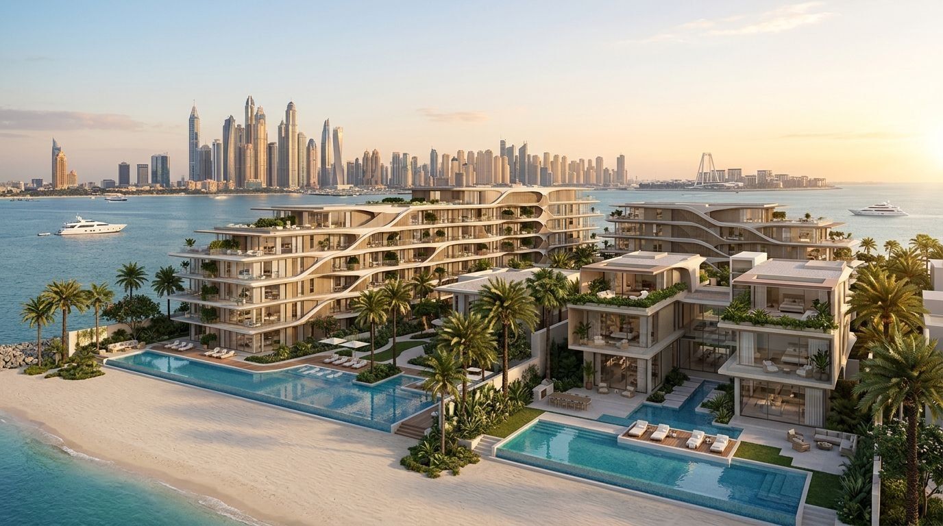 Six Senses Residences The Palm: Apartamenty, penthouse'y i wille nadmorskie w dzielnicy Palm Jumeirah, Dubaj. Wizualizacja inwestycji dewelopera Select Group, oddanie 2028.