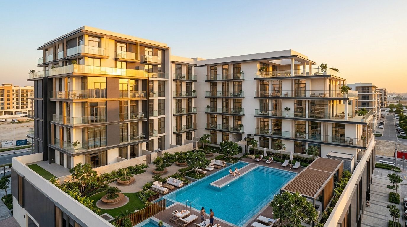 Oxford 212: Apartamenty w dzielnicy Arjan, Dubaj. Wizualizacja inwestycji dewelopera Iman Developers, oddanie 2026.