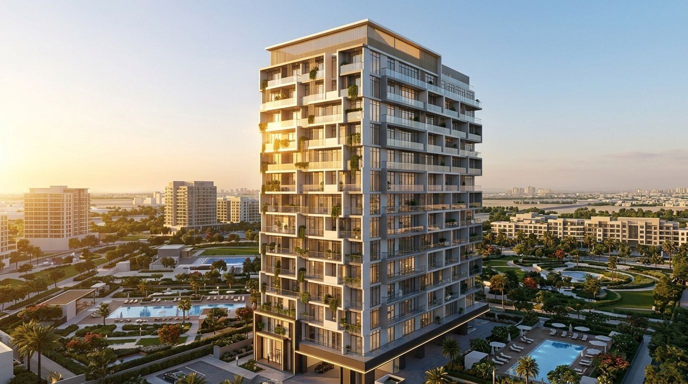 AG Ark Tower: Studia i apartamenty w dzielnicy Dubailand, Dubaj. Wizualizacja inwestycji dewelopera AG Properties, oddanie 2028.