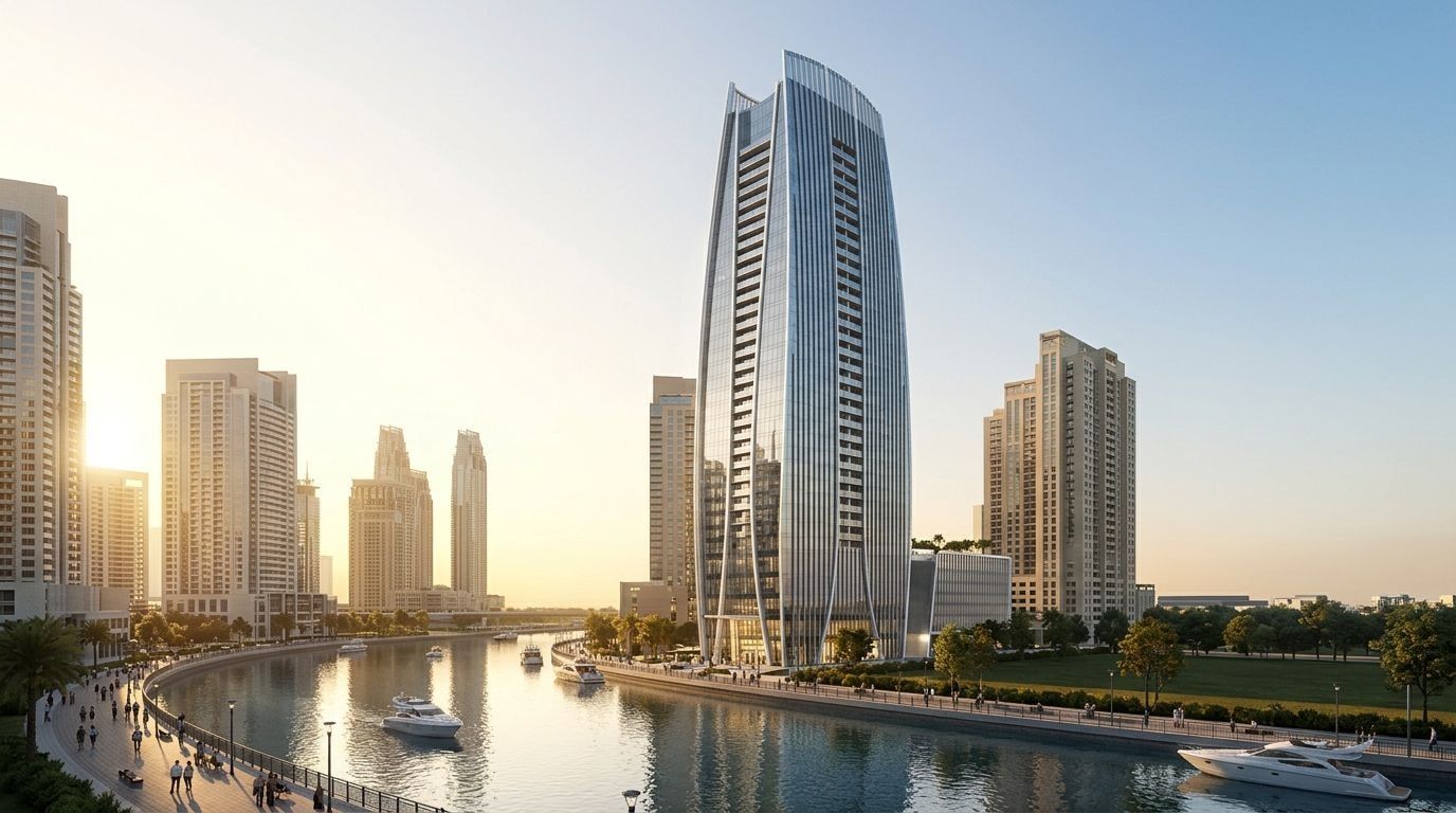 Amna Tower: Apartamenty i penthouse'y w dzielnicy Business Bay, Dubaj. Wizualizacja inwestycji dewelopera Al Habtoor Group, oddanie Gotowe.