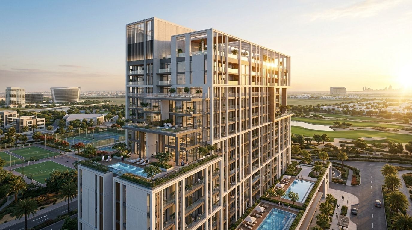 Vista: Apartamenty w dzielnicy Dubai Sports City, Dubaj. Wizualizacja inwestycji dewelopera Prestige One Developments, oddanie Gotowe.
