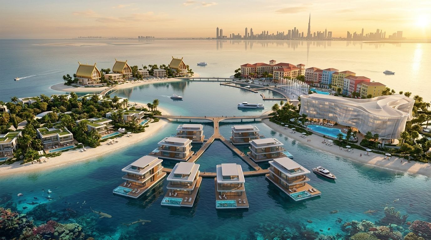 The Heart of Europe: Hotele, wille i apartamenty w dzielnicy The World Islands, Dubaj. Wizualizacja inwestycji dewelopera Kleindienst Group, oddanie 2026.