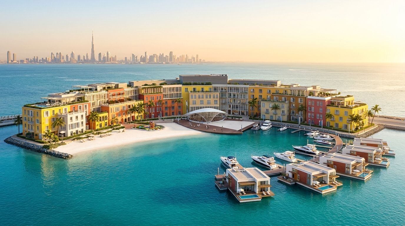 Portofino Hotel: Apartamenty serwisowane w dzielnicy The World Islands, Dubaj. Wizualizacja inwestycji dewelopera Kleindienst Group, oddanie 2026.