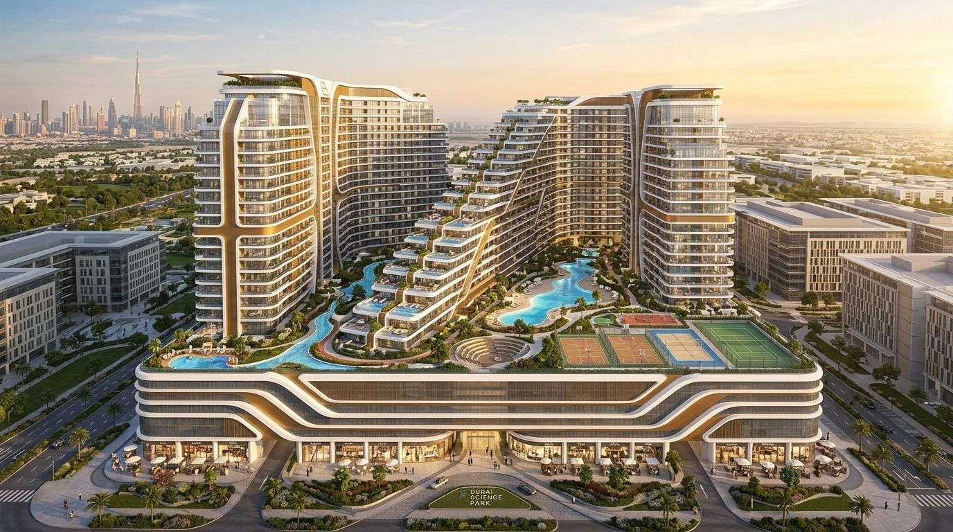Binghatti Hills: Apartamenty w dzielnicy Dubai Science Park, Dubaj. Wizualizacja inwestycji dewelopera Binghatti Developers, oddanie 2026.