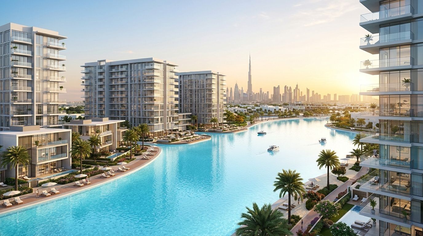 Lagoon Views: Apartamenty w dzielnicy Mohammed Bin Rashid City, Dubaj. Wizualizacja inwestycji dewelopera Meydan Group, oddanie 2027.