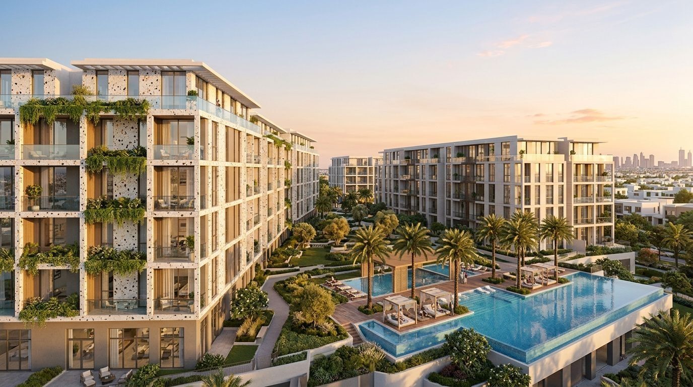 Terrazzo Residences: Apartamenty w dzielnicy Jumeirah Village Circle, Dubaj. Wizualizacja inwestycji dewelopera Taraf, oddanie 2026.