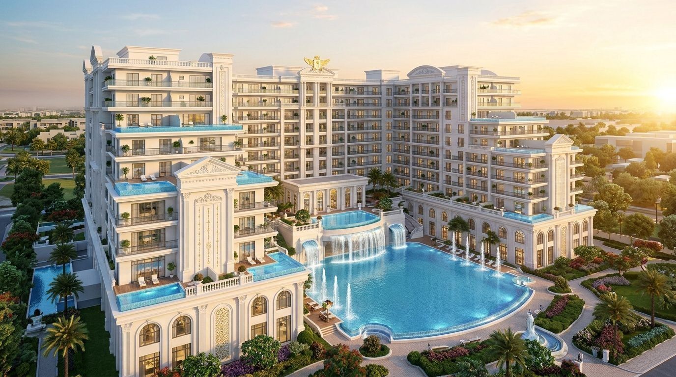 Vincitore Aqua Dimore: Apartamenty w dzielnicy Dubai Science Park, Dubaj. Wizualizacja inwestycji dewelopera Vincitore Realty, oddanie 2026.