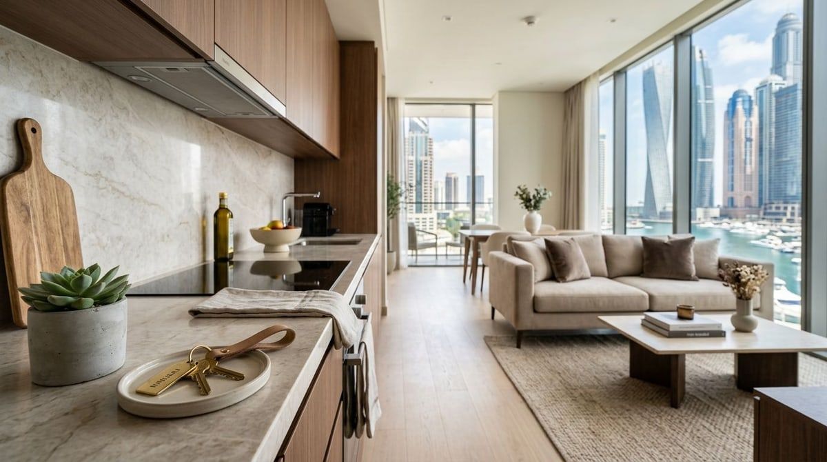 Zarządzanie najmem w Dubaju: apartament przygotowany do wynajęcia.