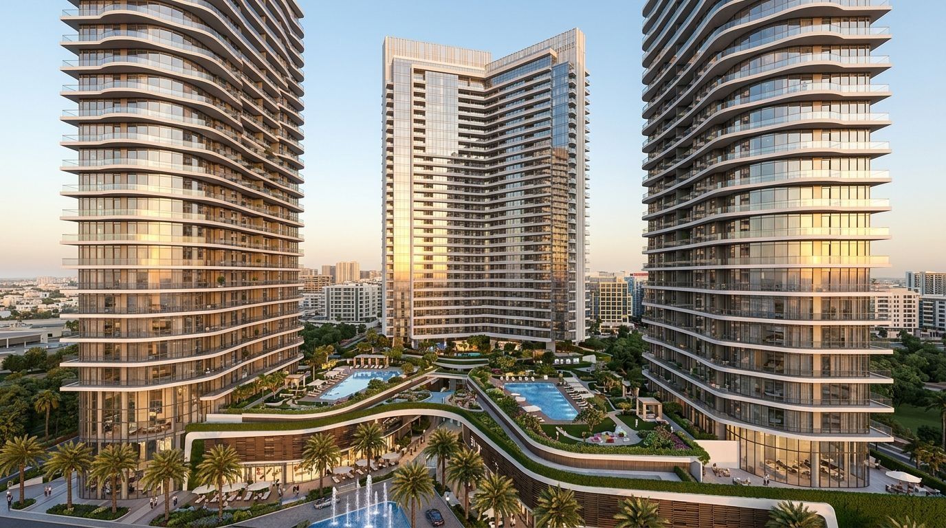 Tria: Apartamenty w dzielnicy Dubai Silicon Oasis, Dubaj. Wizualizacja inwestycji dewelopera Deyaar Development, oddanie 2026.