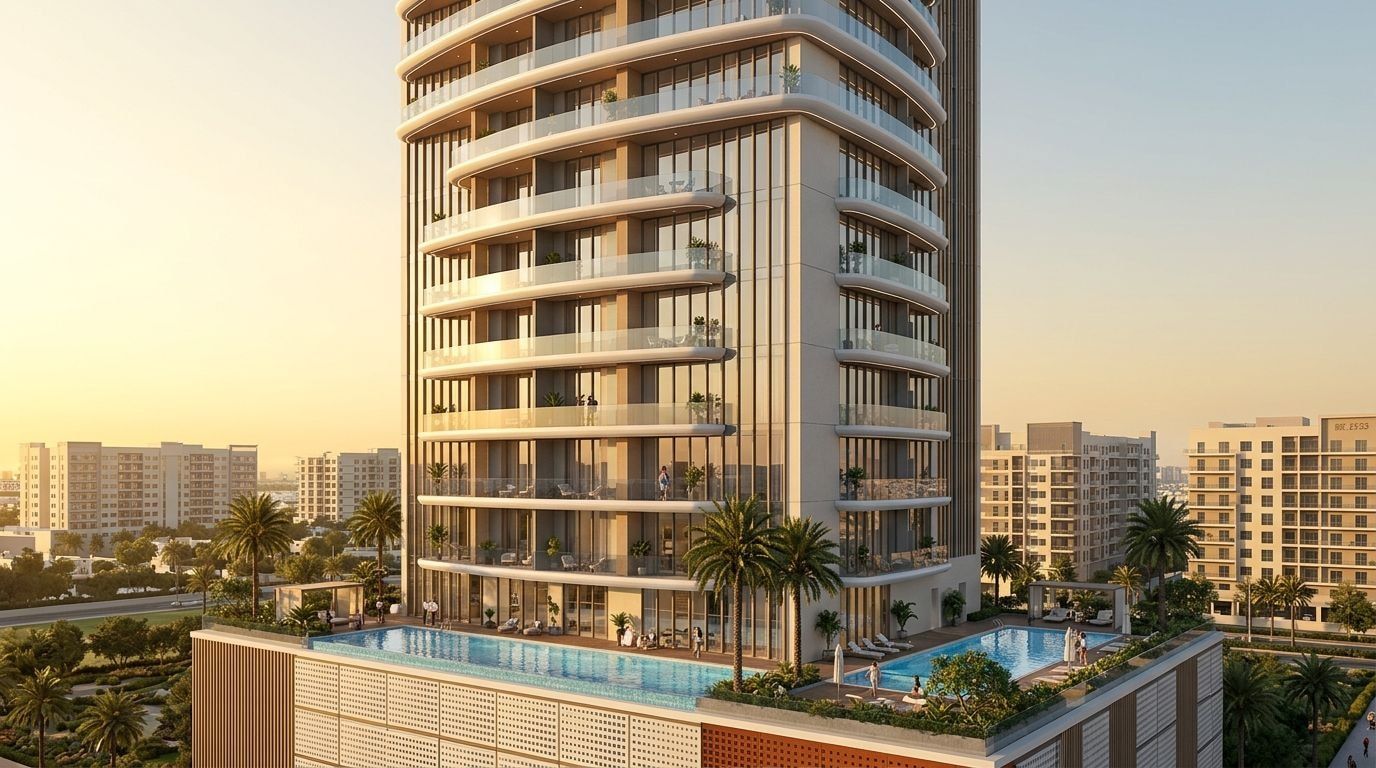 Westwood Grande: Apartamenty w dzielnicy Jumeirah Village Circle, Dubaj. Wizualizacja inwestycji dewelopera Imtiaz Developments, oddanie 2027.