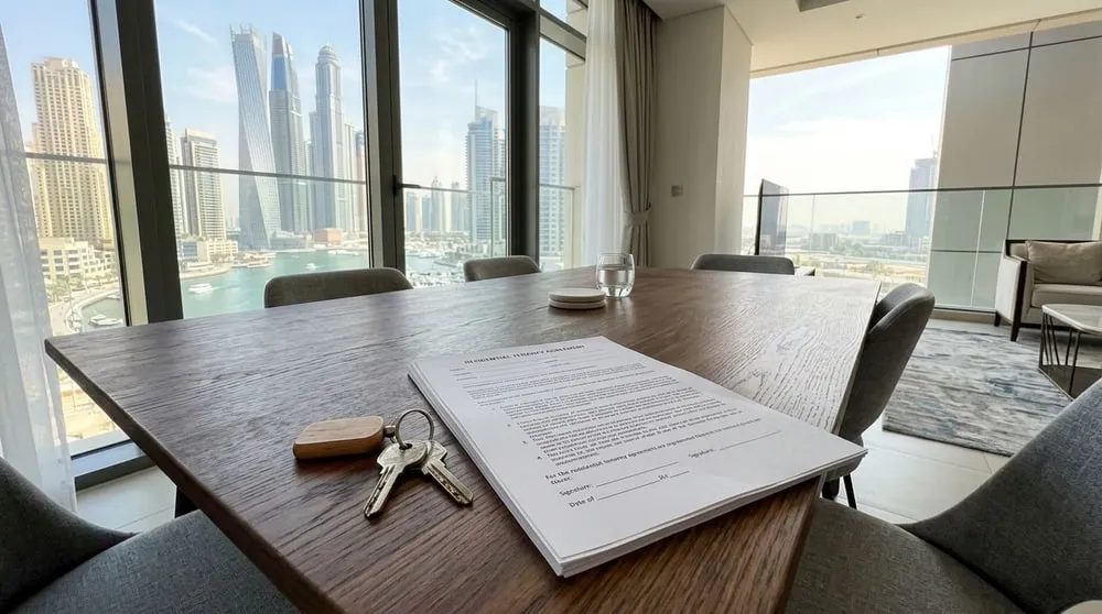 Dochód z najmu apartamentu w Dubaju: umowa najmu i klucze.